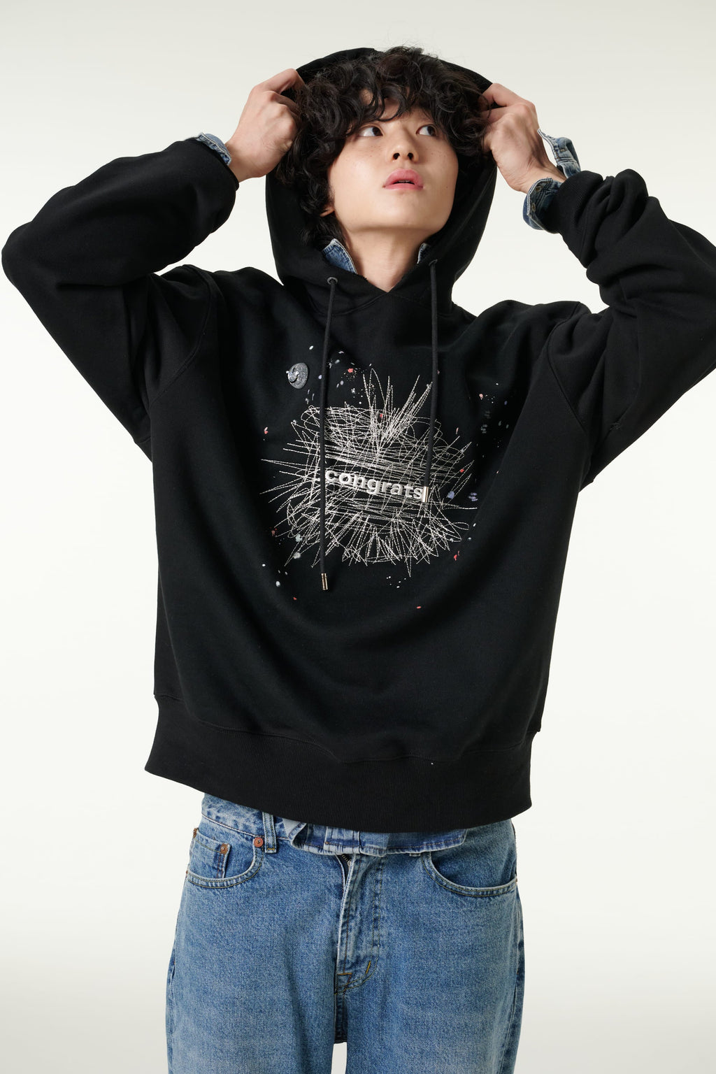 [CLOUD CAKE]Fashion Cloud Cake Line Drawing Embroidered Hoodie Unisex-2