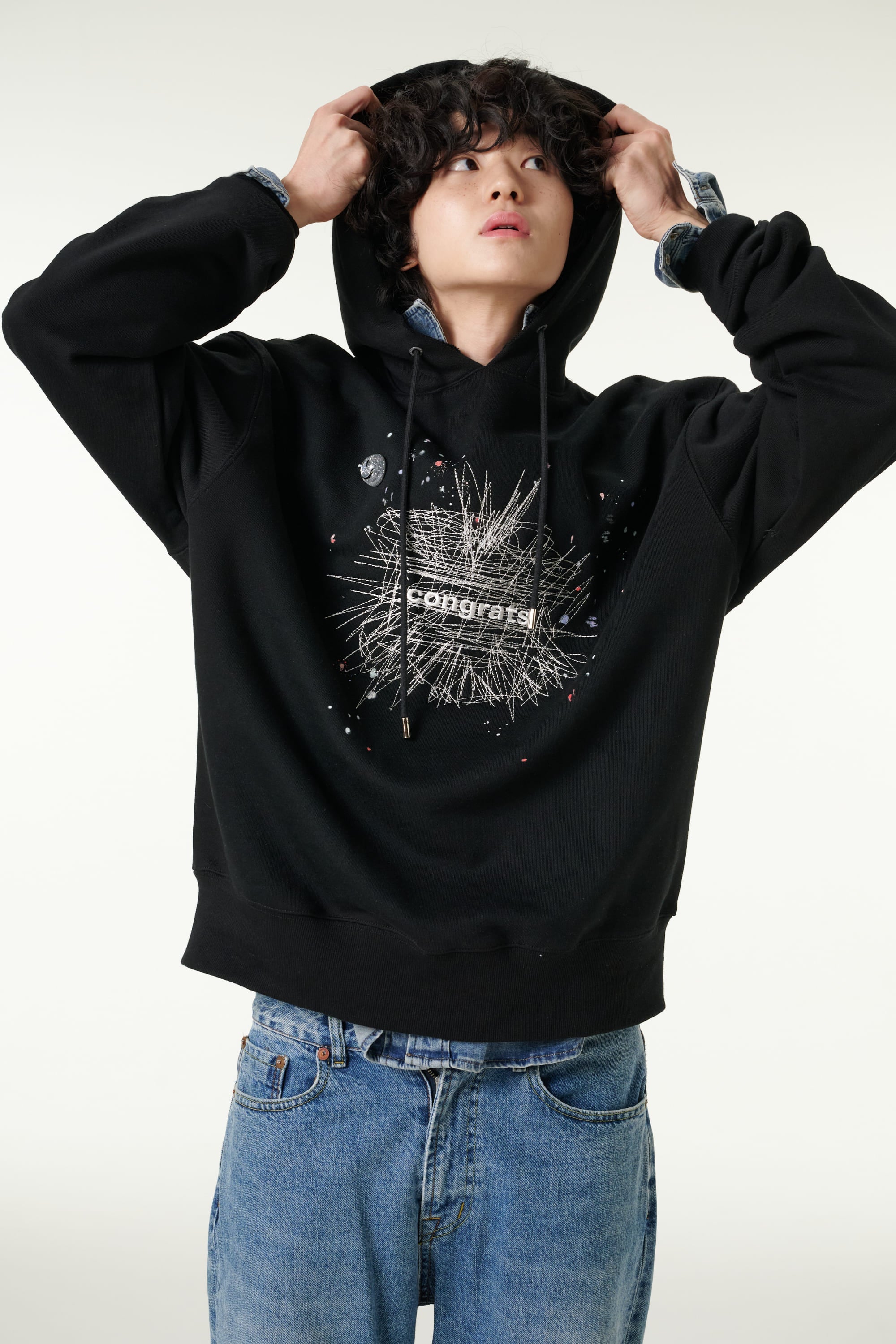 [CLOUD CAKE]Fashion Cloud Cake Line Drawing Embroidered Hoodie Unisex-2