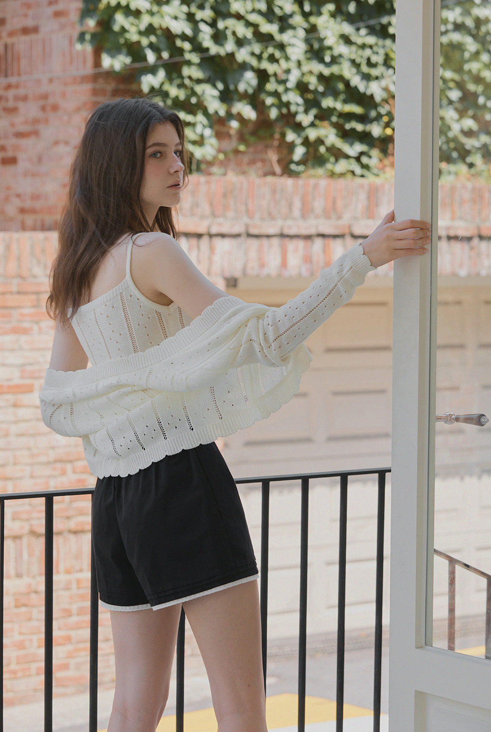[TWEE] Zden Scatch Punching Knit Tank Cardigan Set-1