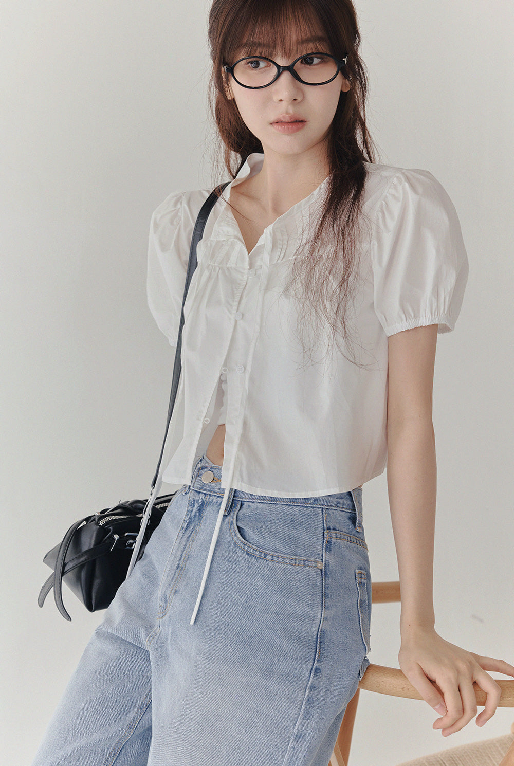 [TWEE] Peral Puff Button Blouse-1