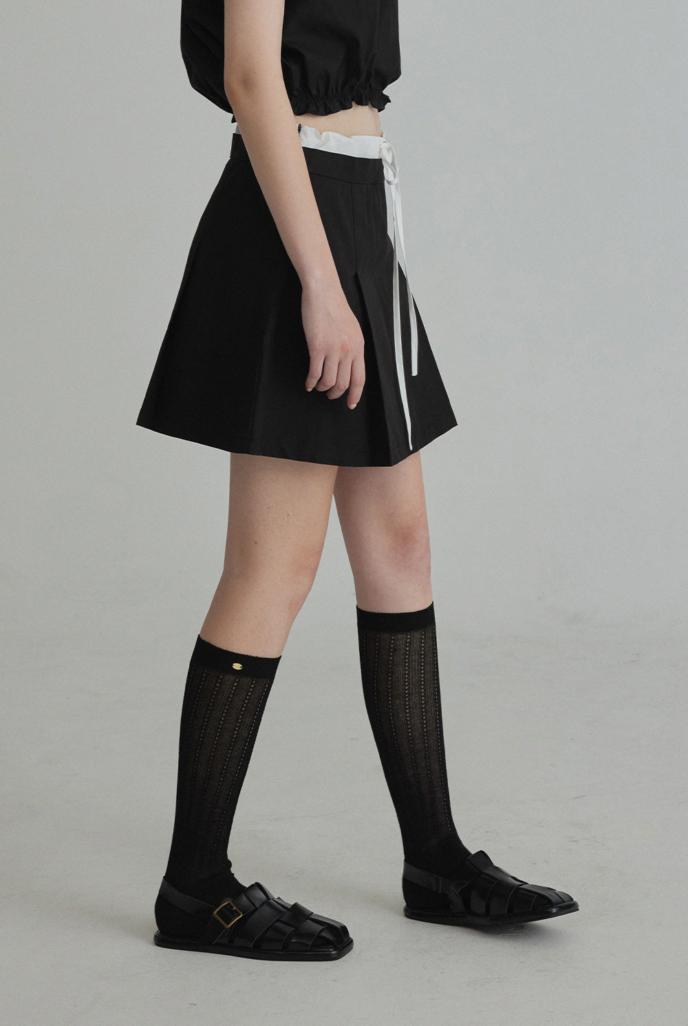 [TWEE] Melinz color-block Pleated Mini skirt-2