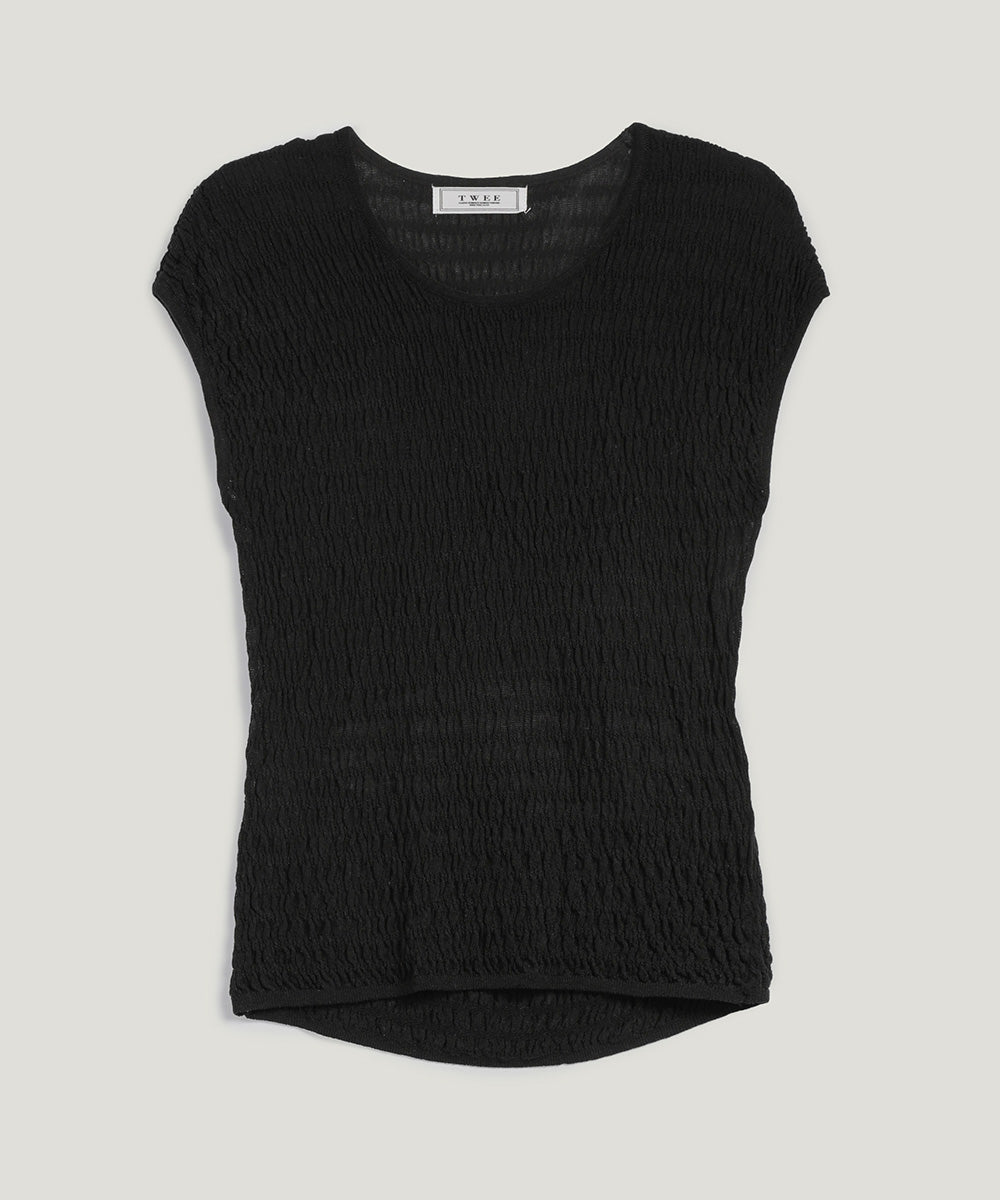 [TWEE] Morini Back-Slit Pleated T-Shirt-6
