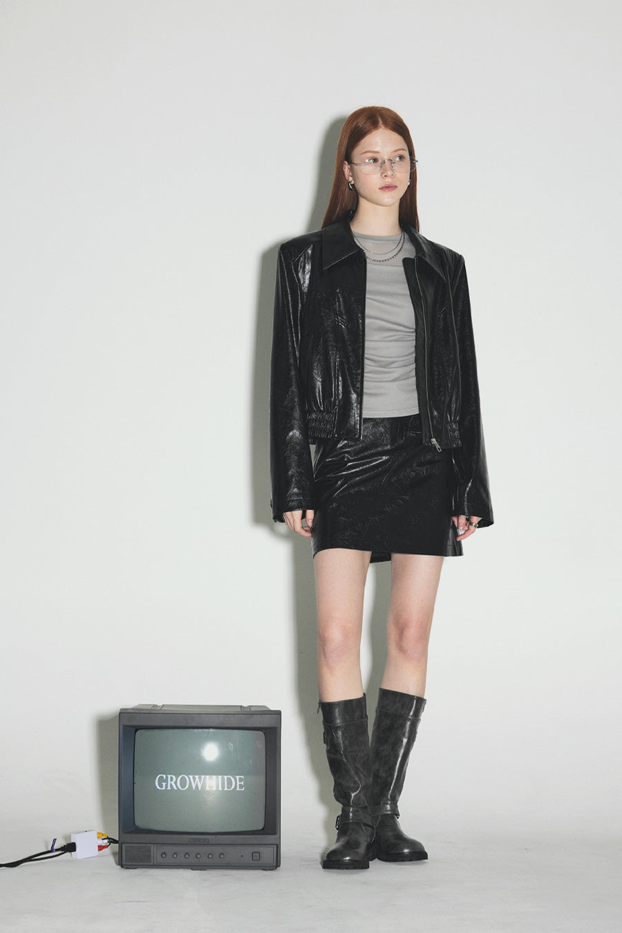 [TWEE] Blow Glossy Leather Jacket-0