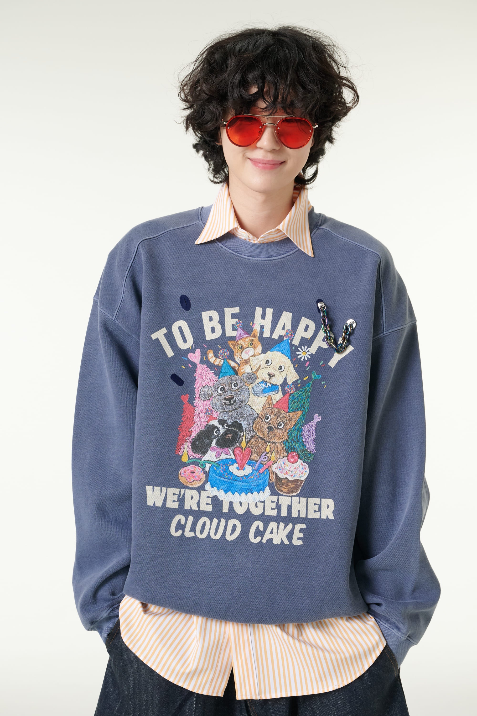 [CLOUD CAKE] Men's Fashion Pigment Double-Layer Fabric Printed Sweatshirt-5