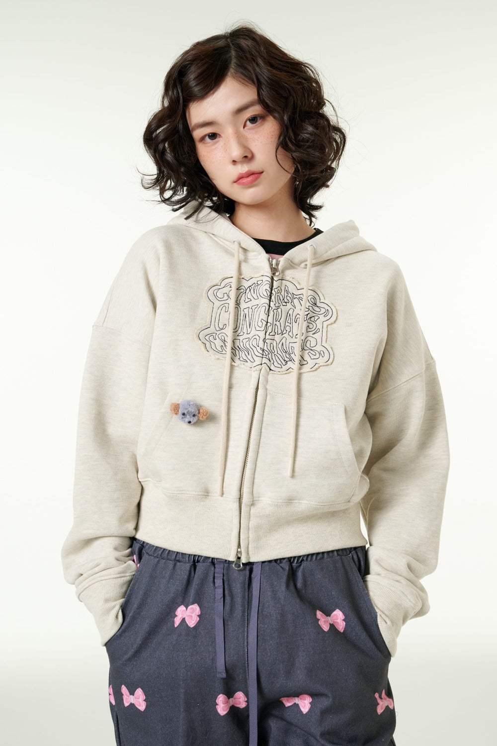 [CLOUD CAKE] Cloud Cake Applique Embroidery Crop Hoodie Zip-up-0