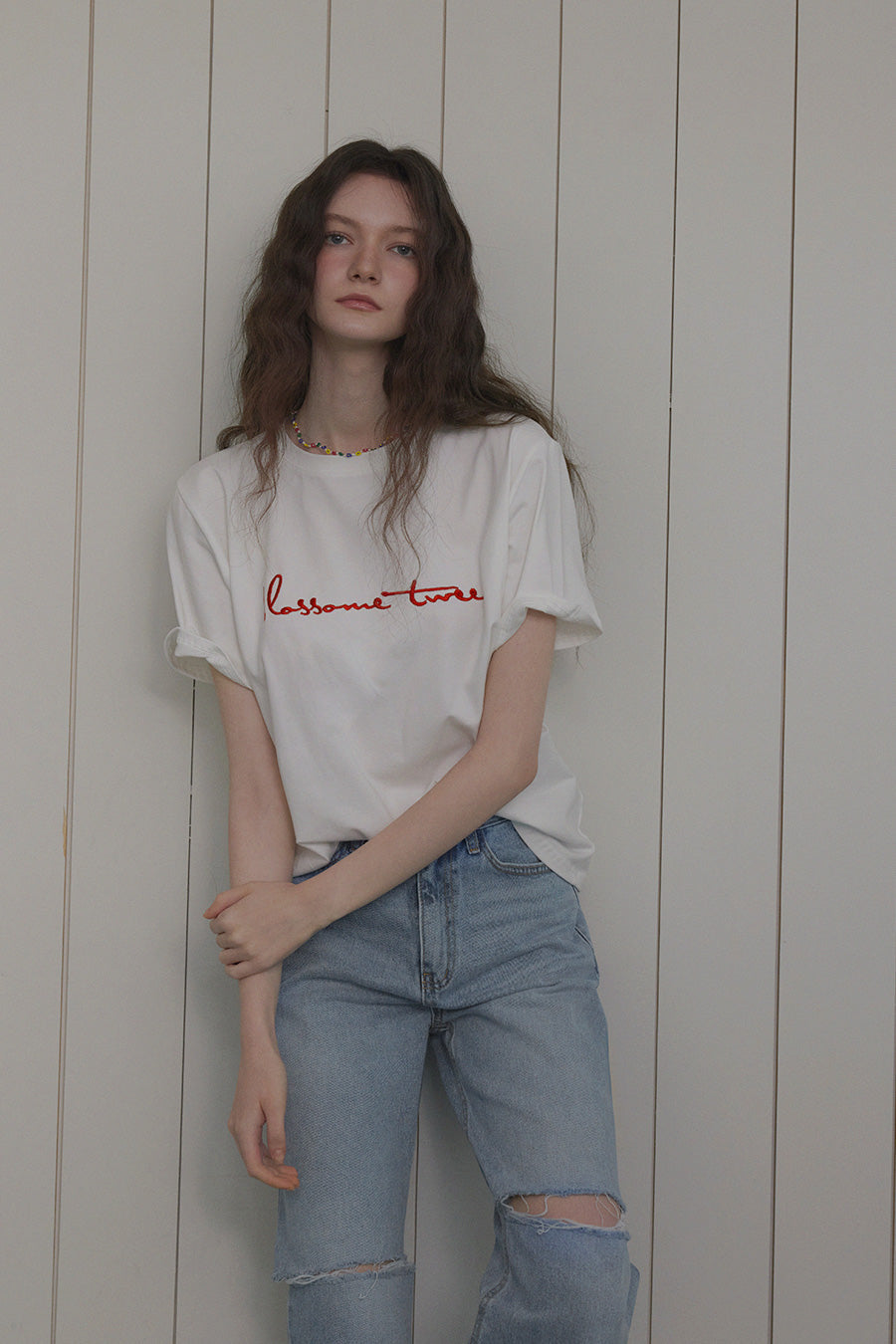 [TWEE] Poezi Big Lettering Embroidered T-Shirt-4