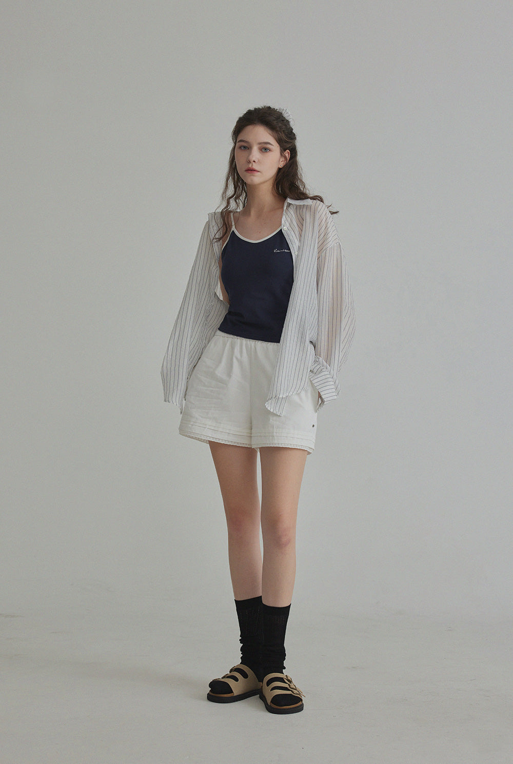 [TWEE] Benrit Oversized Stripe Shirt (with Scrunchie Set)-0