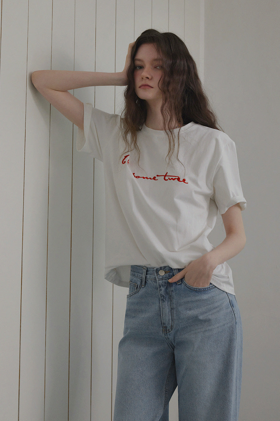 [TWEE] Poezi Big Lettering Embroidered T-Shirt-2