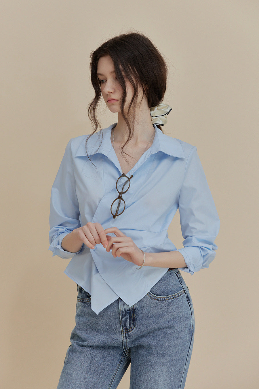 [TWEE] Chatie Wrap Asymmetric Shirt-0