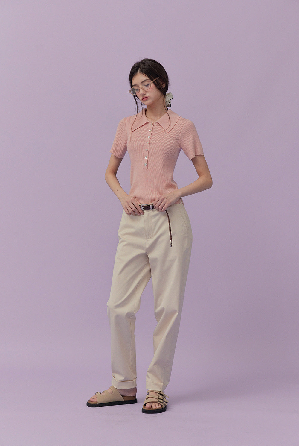 [TWEE] Etin button collar short-sleeve knit-2