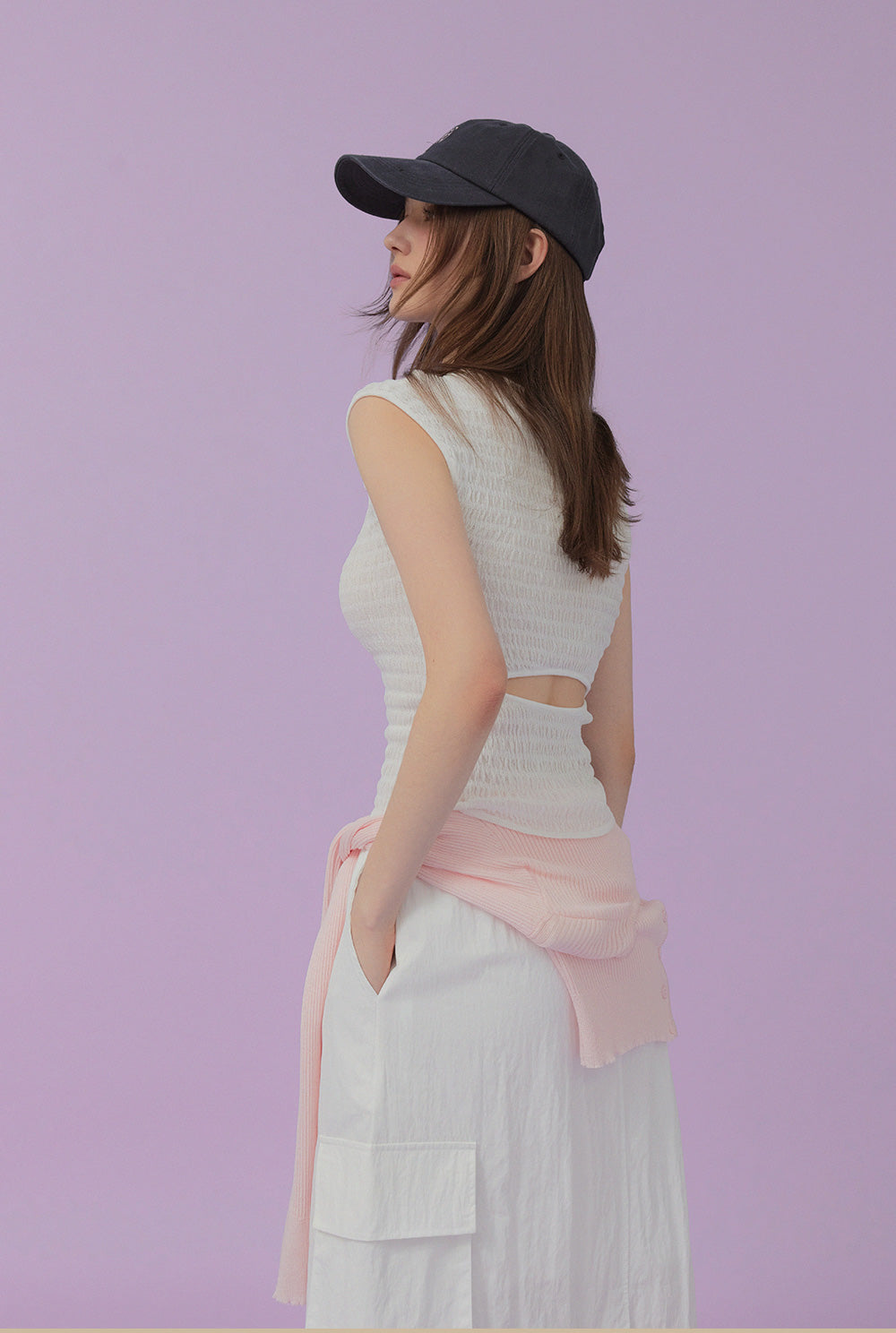 [TWEE] Morini Back-Slit Pleated T-Shirt-2