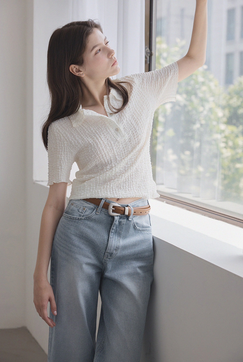 [TWEE] Baggy Embossed Collar T-Shirt-2