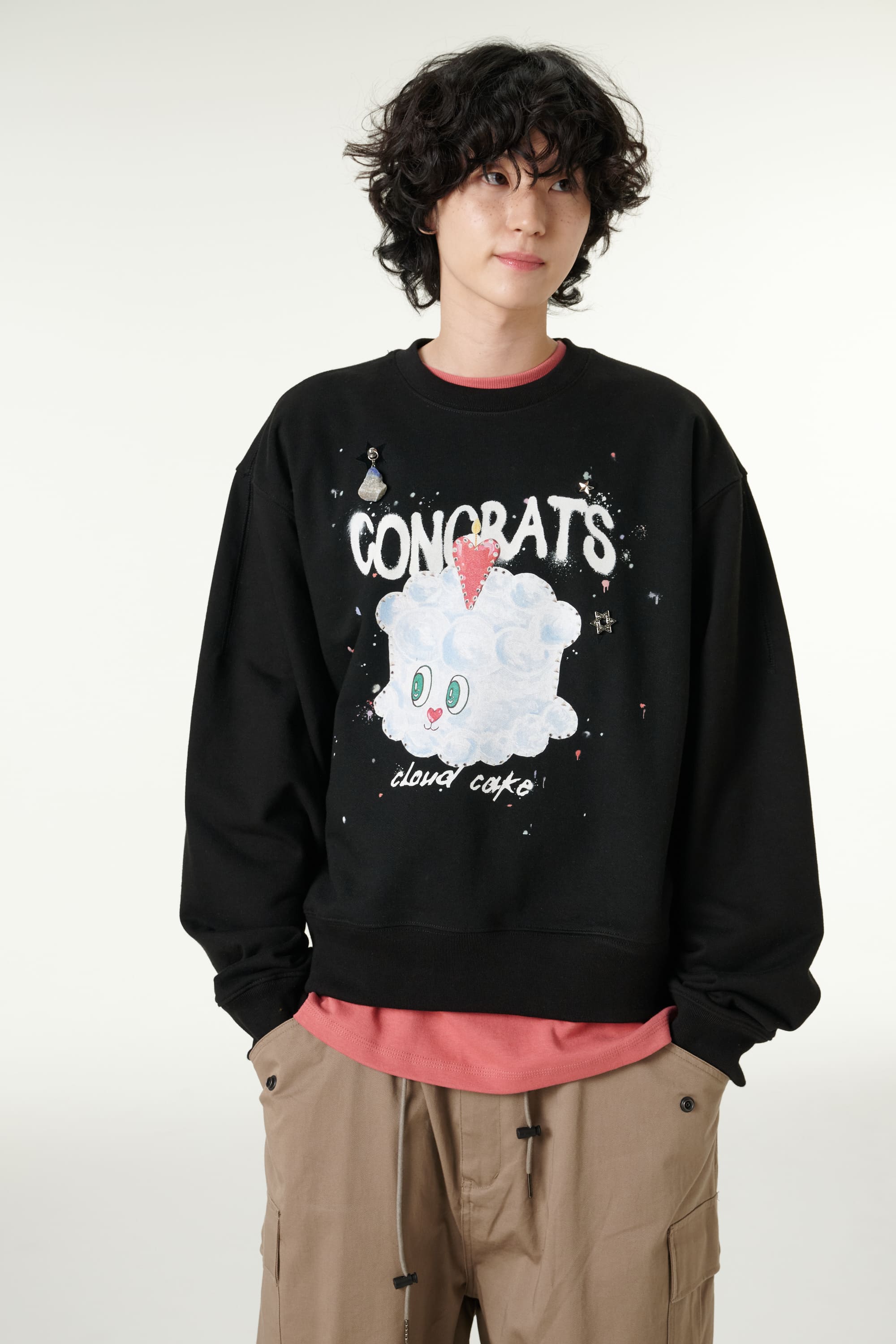 [CLOUD CAKE]Fashion Cloud Cake  Drawing Embroidered Sweatshirt Unisex-0