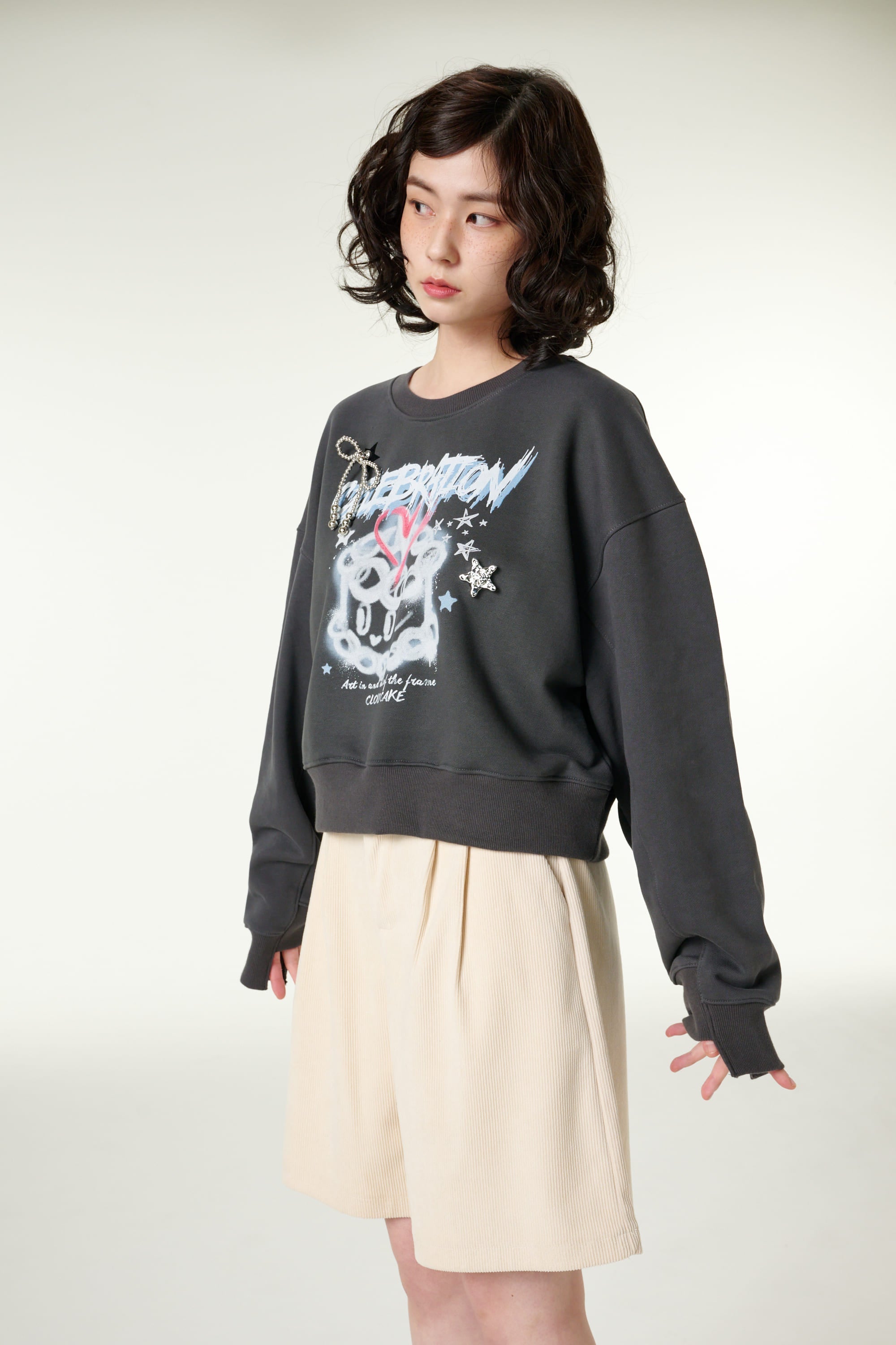 [CLOUD CAKE] Women's Fashion Cloud Cake Spray Artwork Sweatshirt-4