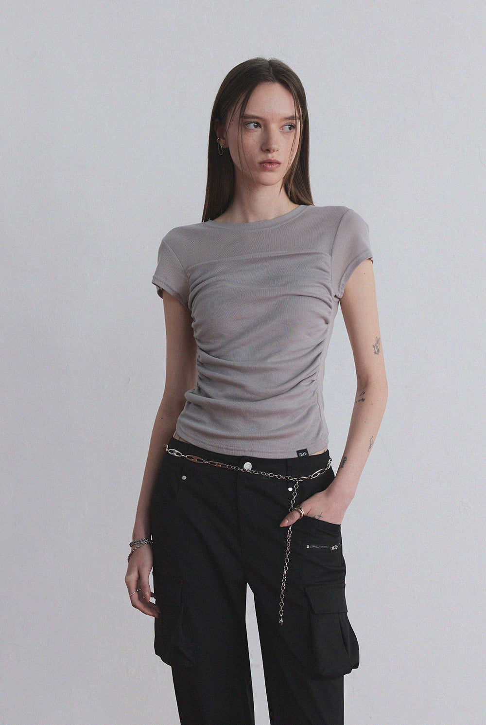 [TWEE] [GROWHIDE] Millen Wave Shirring T- Shirt-1