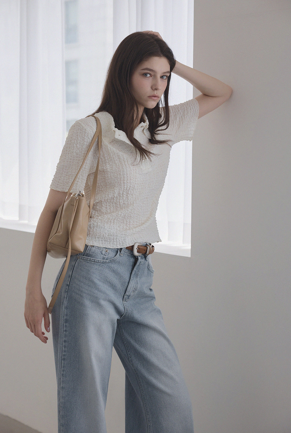 [TWEE] Baggy Embossed Collar T-Shirt-4