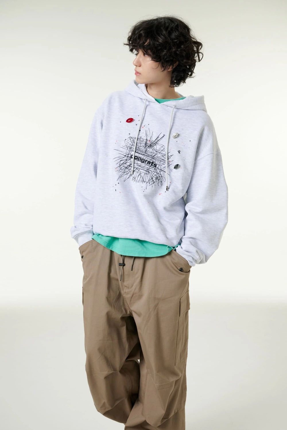 [CLOUD CAKE] Fashion Cloud Cake Fluffy Hoodie Light Gray  Unisex-1