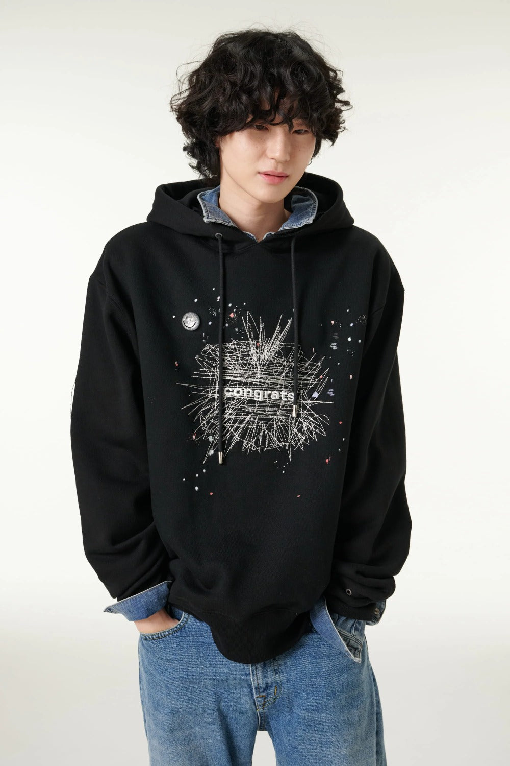 [CLOUD CAKE]Fashion Cloud Cake Line Drawing Embroidered Hoodie Unisex-3