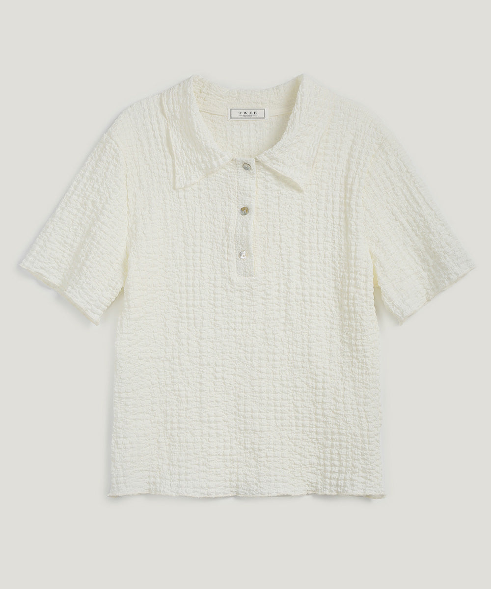 [TWEE] Baggy Embossed Collar T-Shirt-5