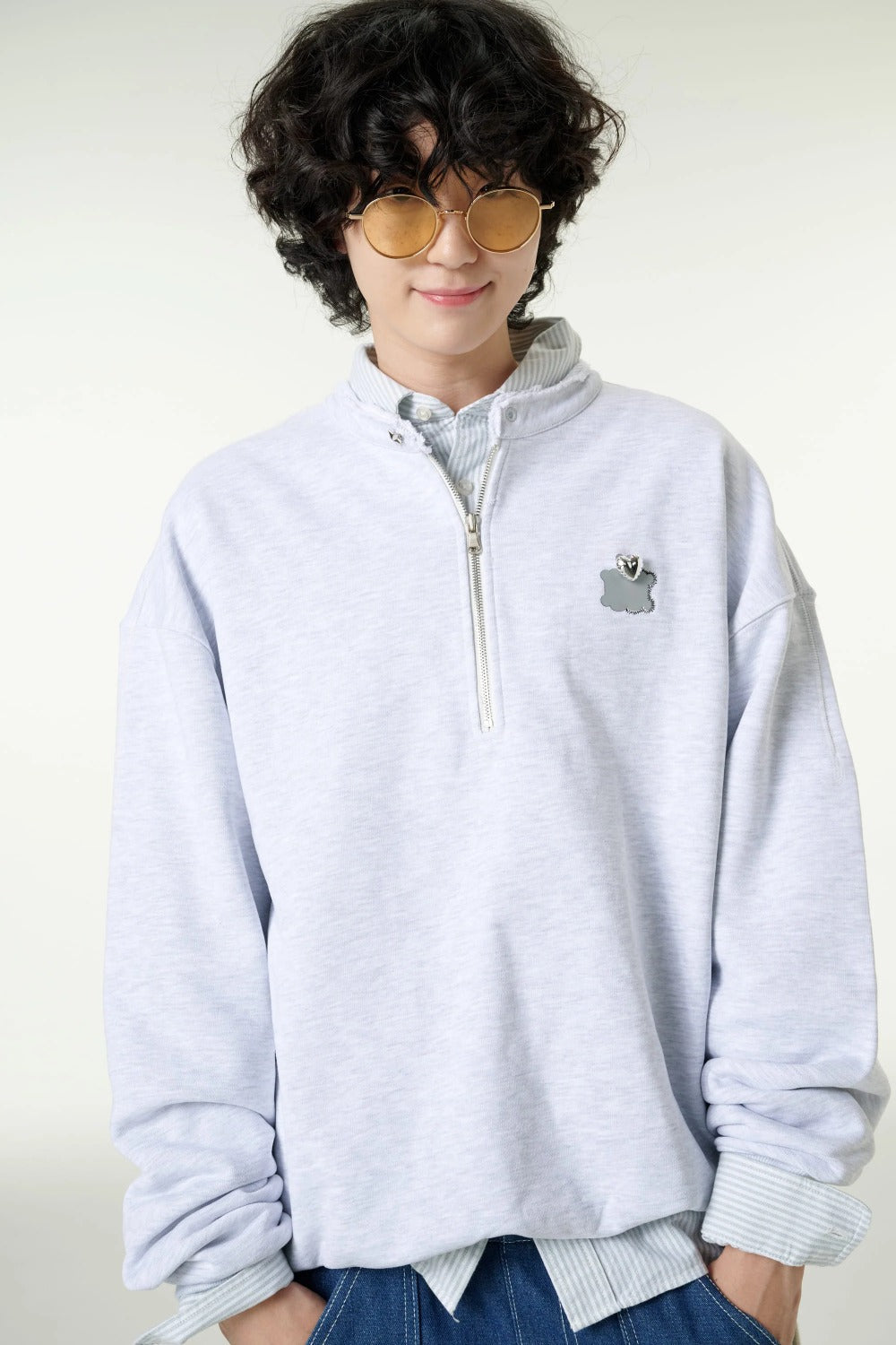 [CLOUD CAKE] Fashion Cloud Cake Symbol Half-Zip Sewatshirt Unisex-0