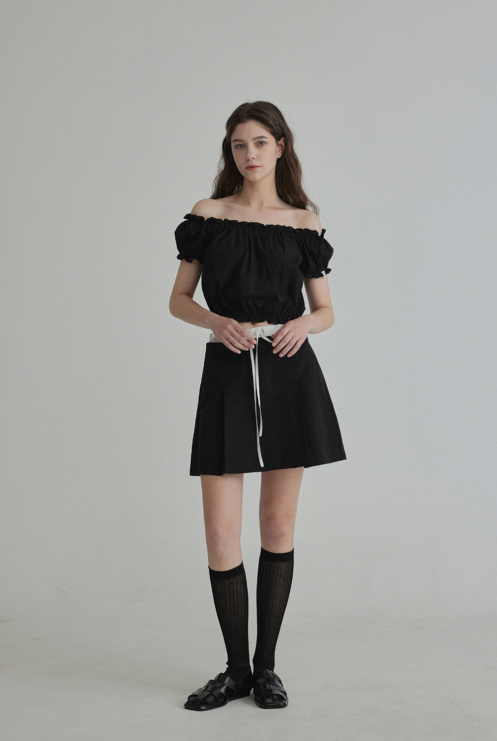 [TWEE] Melinz color-block Pleated Mini skirt-3