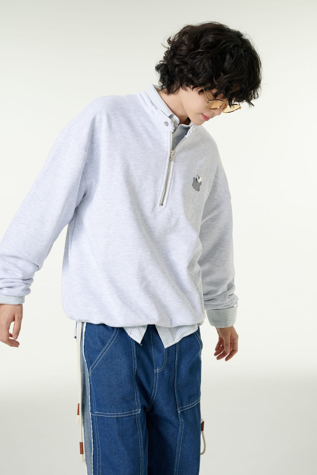 [CLOUD CAKE] Fashion Cloud Cake Symbol Half-Zip Sewatshirt Unisex-3