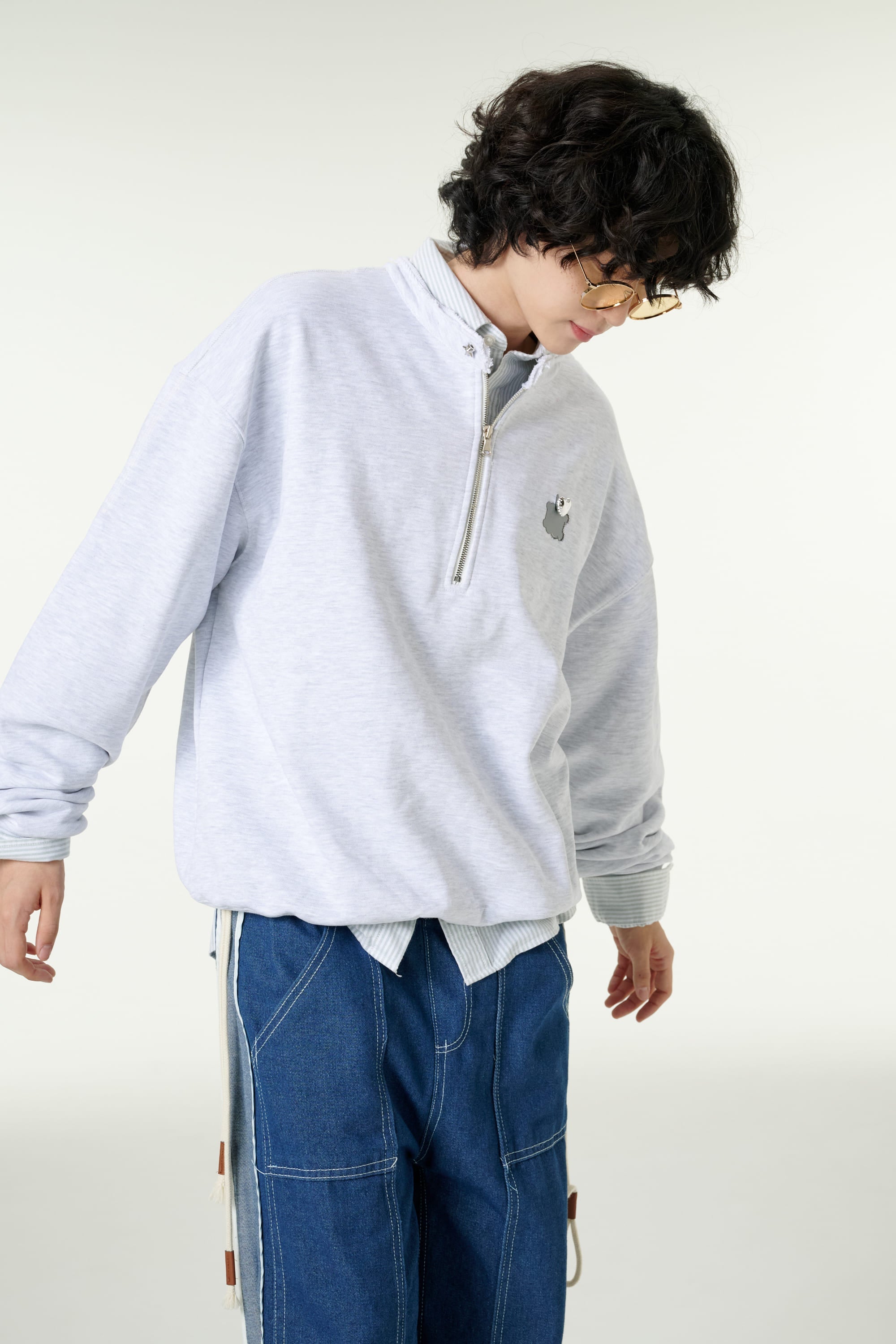[CLOUD CAKE] Fashion Cloud Cake Symbol Half-Zip Sewatshirt Unisex-3
