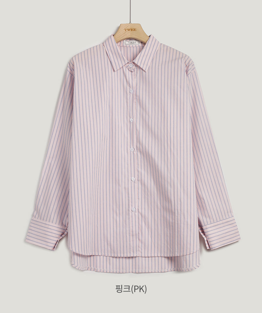 [TWEE] Powen Stripe Overfit Shirt-5
