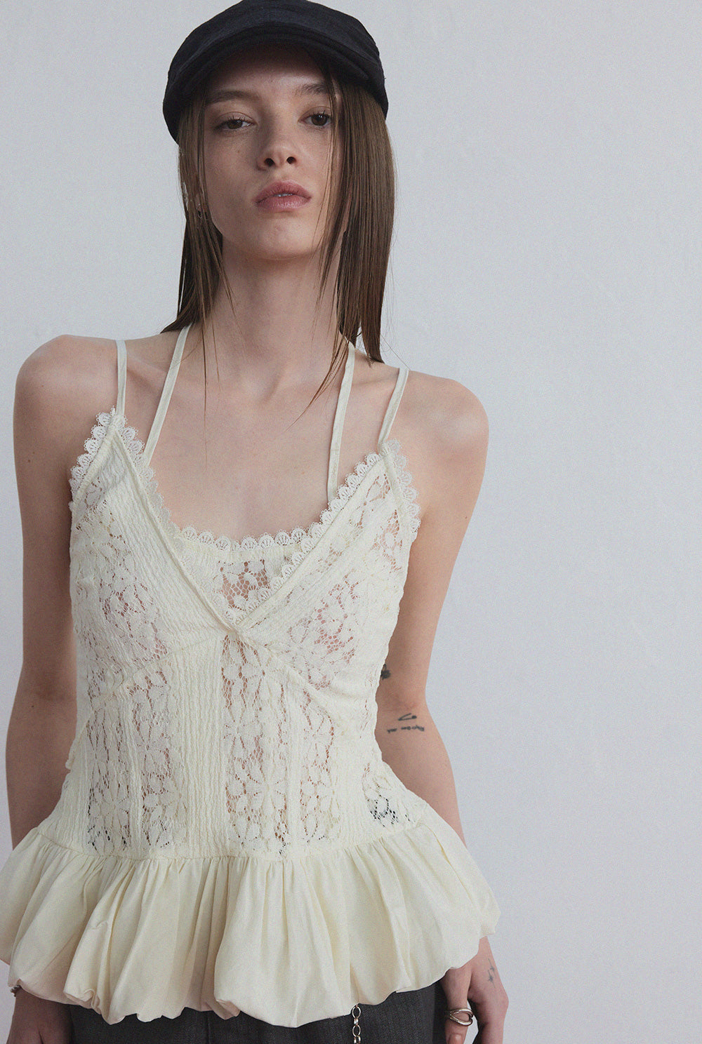 [TWEE] [GROWHIDE] Ophen Punching Lace Balloon Blouse-3