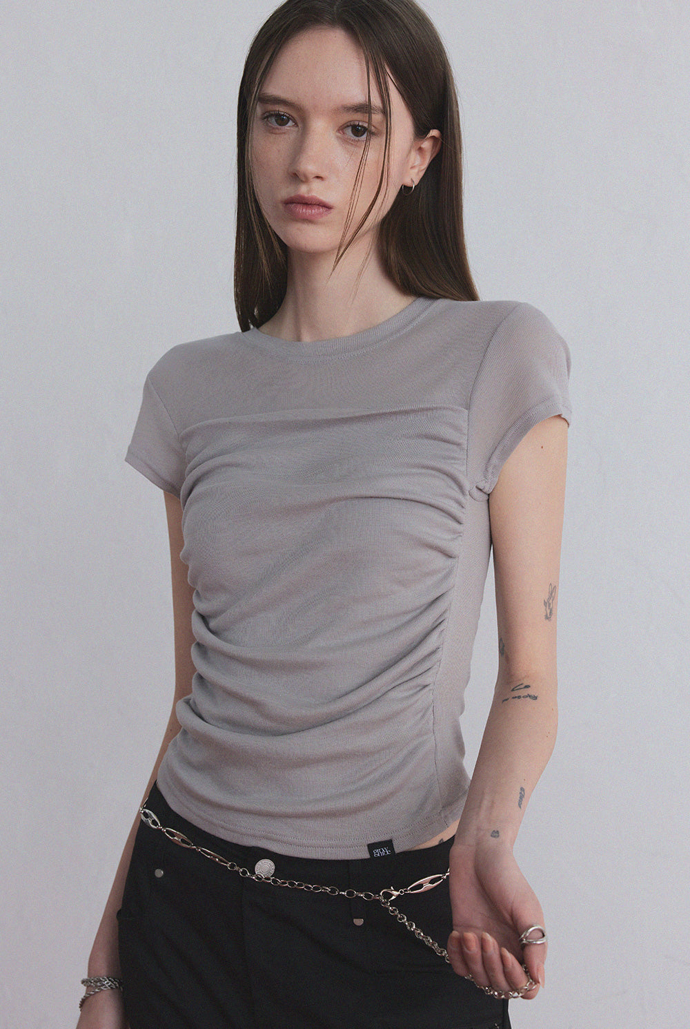[TWEE] [GROWHIDE] Millen Wave Shirring T- Shirt-5