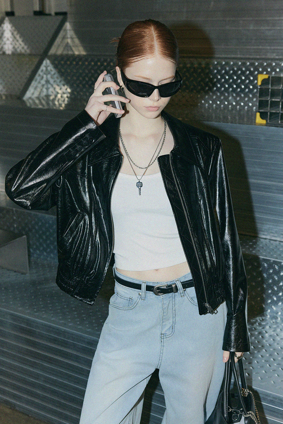 [TWEE] Blow Glossy Leather Jacket-1