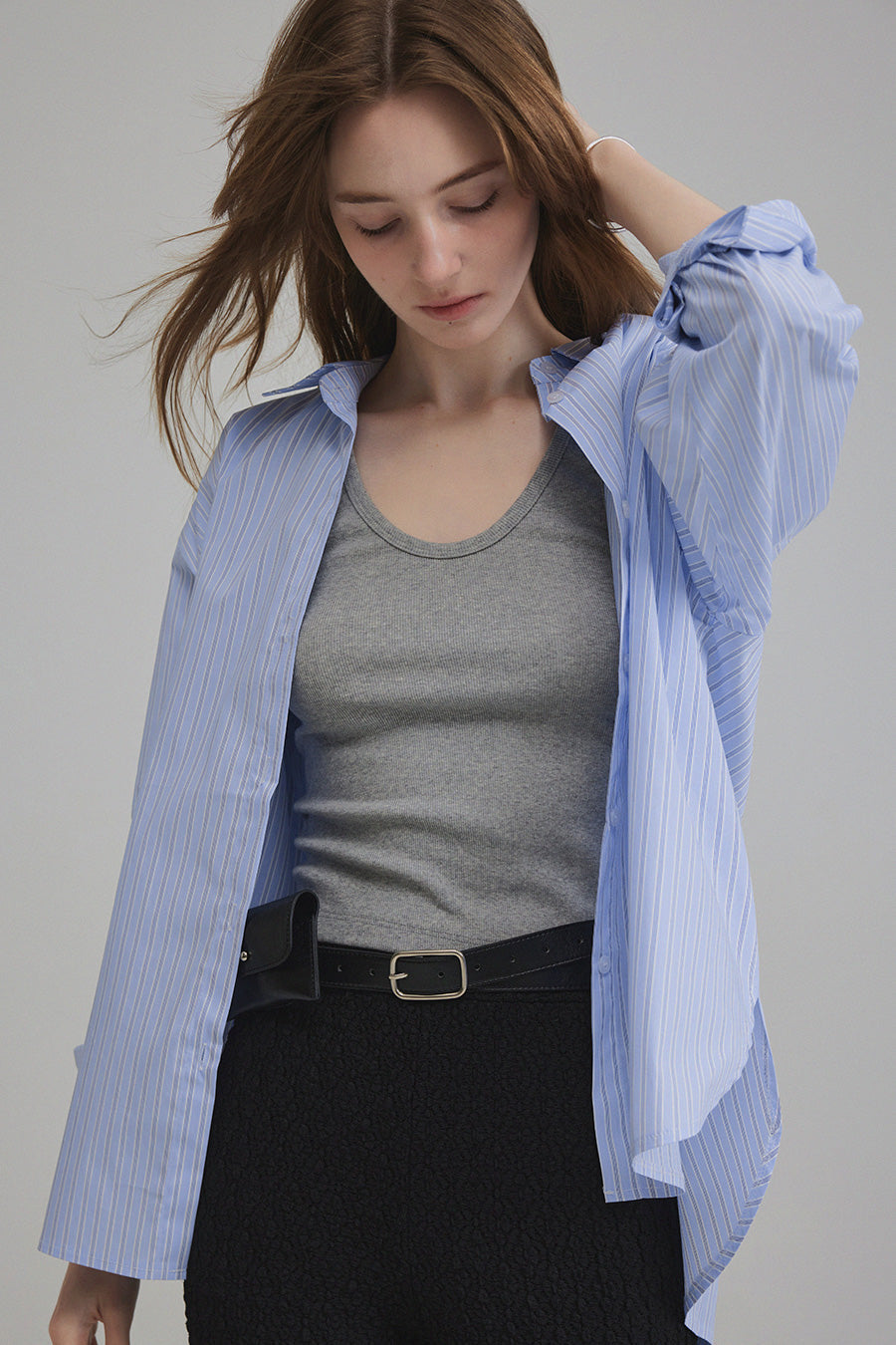 [TWEE] Powen Stripe Overfit Shirt-2