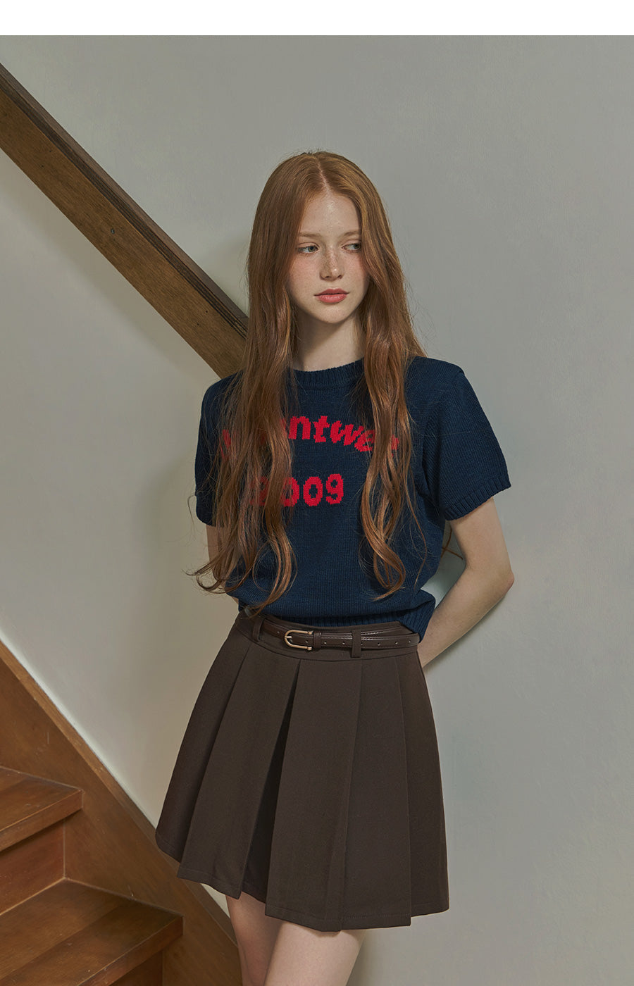 [TWEE] Glonee Pleated Mini Skirt (Belt Set)-0