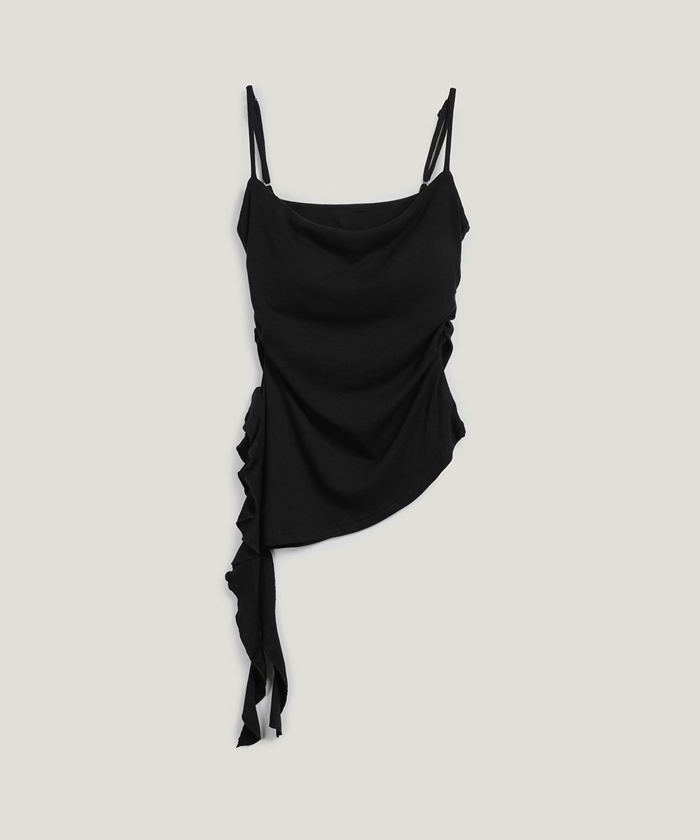 [TWEE] IGROWHIDE]Glinz asymmetrical shirring sleeveless and Clive Chain Bolero Cardigan-6