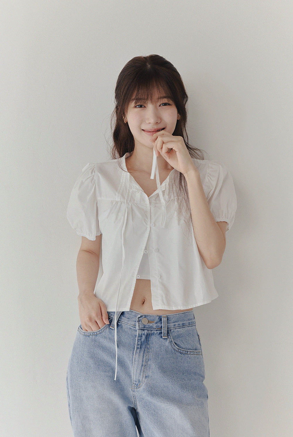 [TWEE] Peral Puff Button Blouse-0