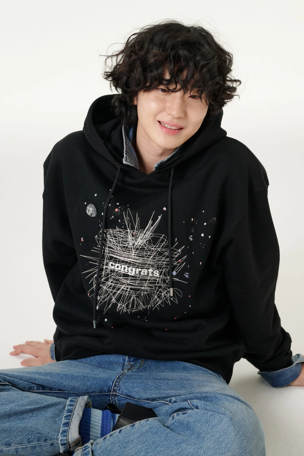 [CLOUD CAKE]Fashion Cloud Cake Line Drawing Embroidered Hoodie Unisex-1