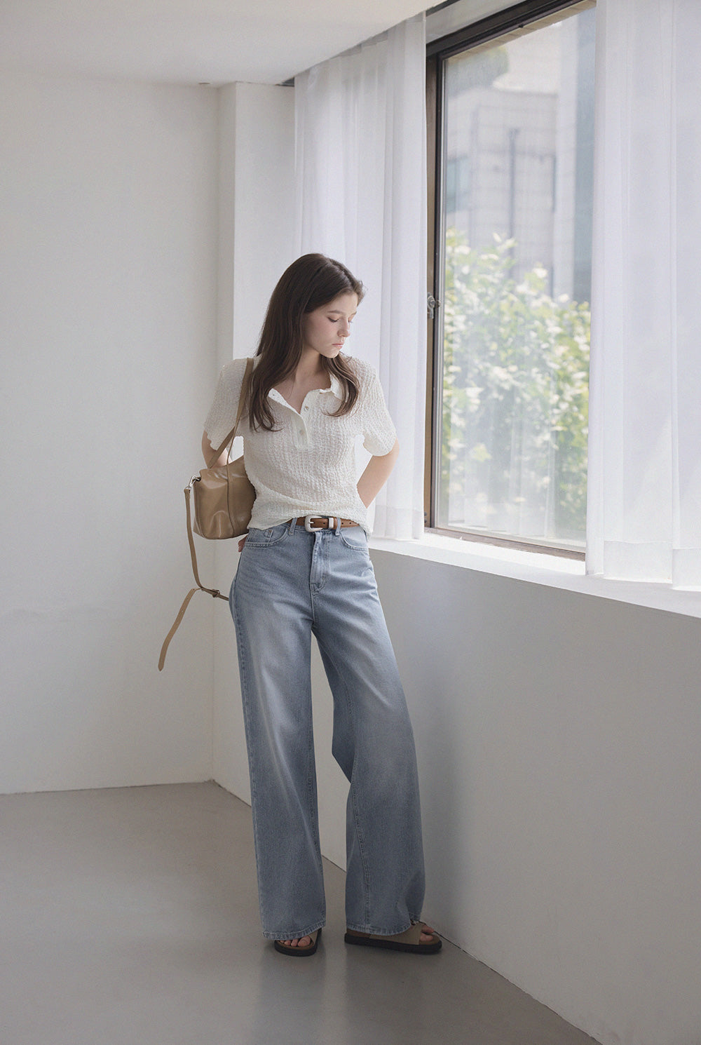 [TWEE] Baggy Embossed Collar T-Shirt-3