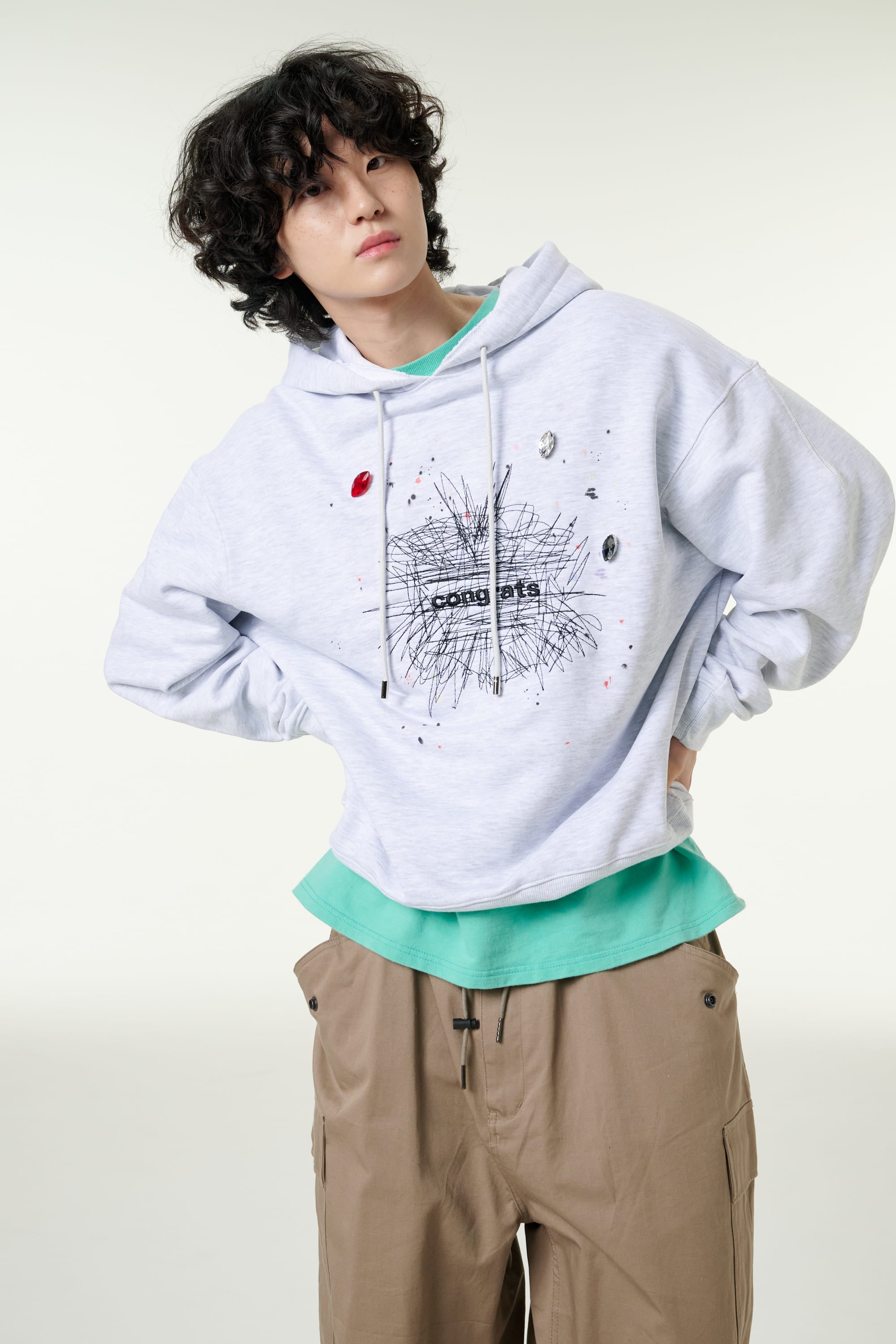 [CLOUD CAKE] Fashion Cloud Cake Fluffy Hoodie Light Gray  Unisex-4