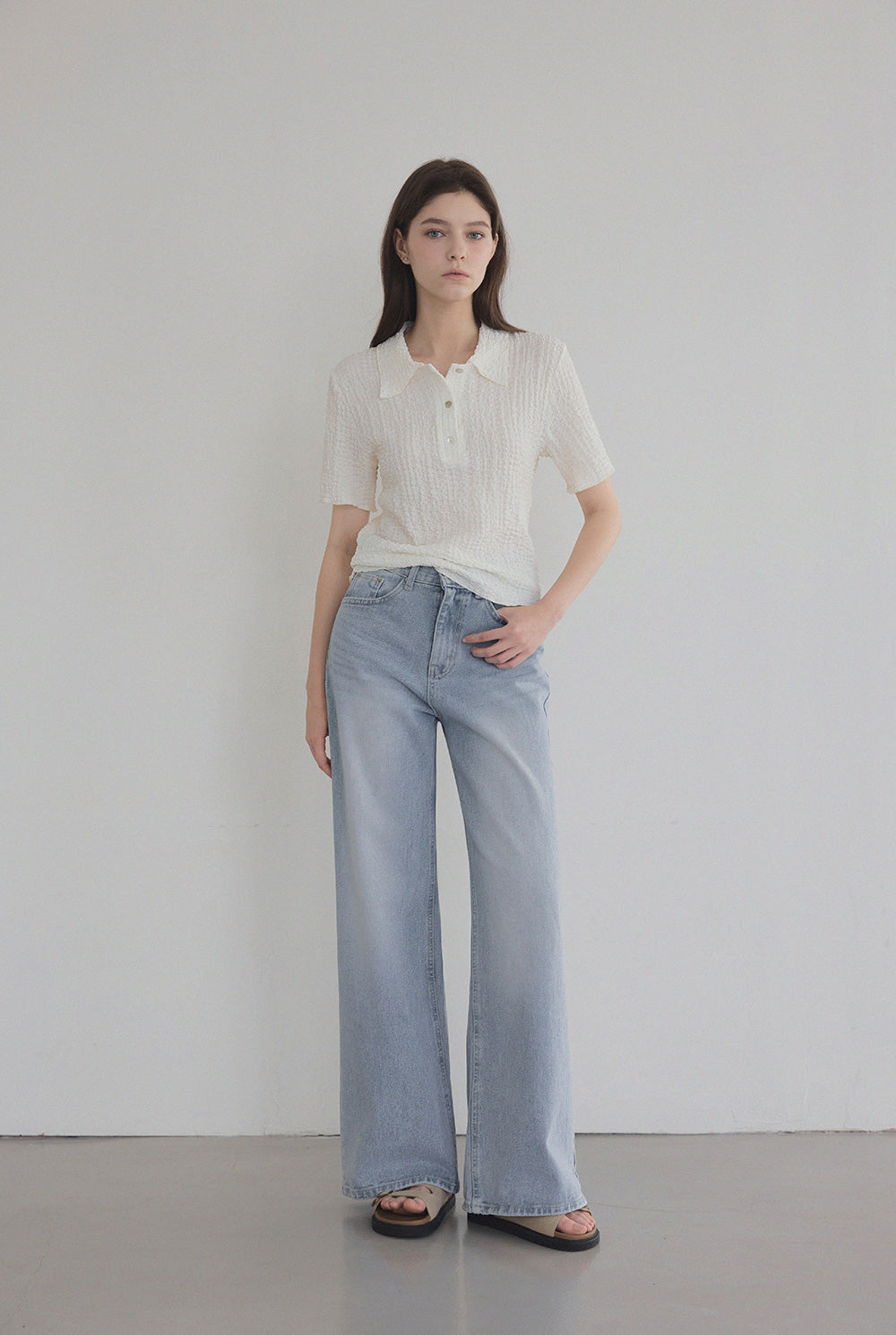 [TWEE] Baggy Embossed Collar T-Shirt-0