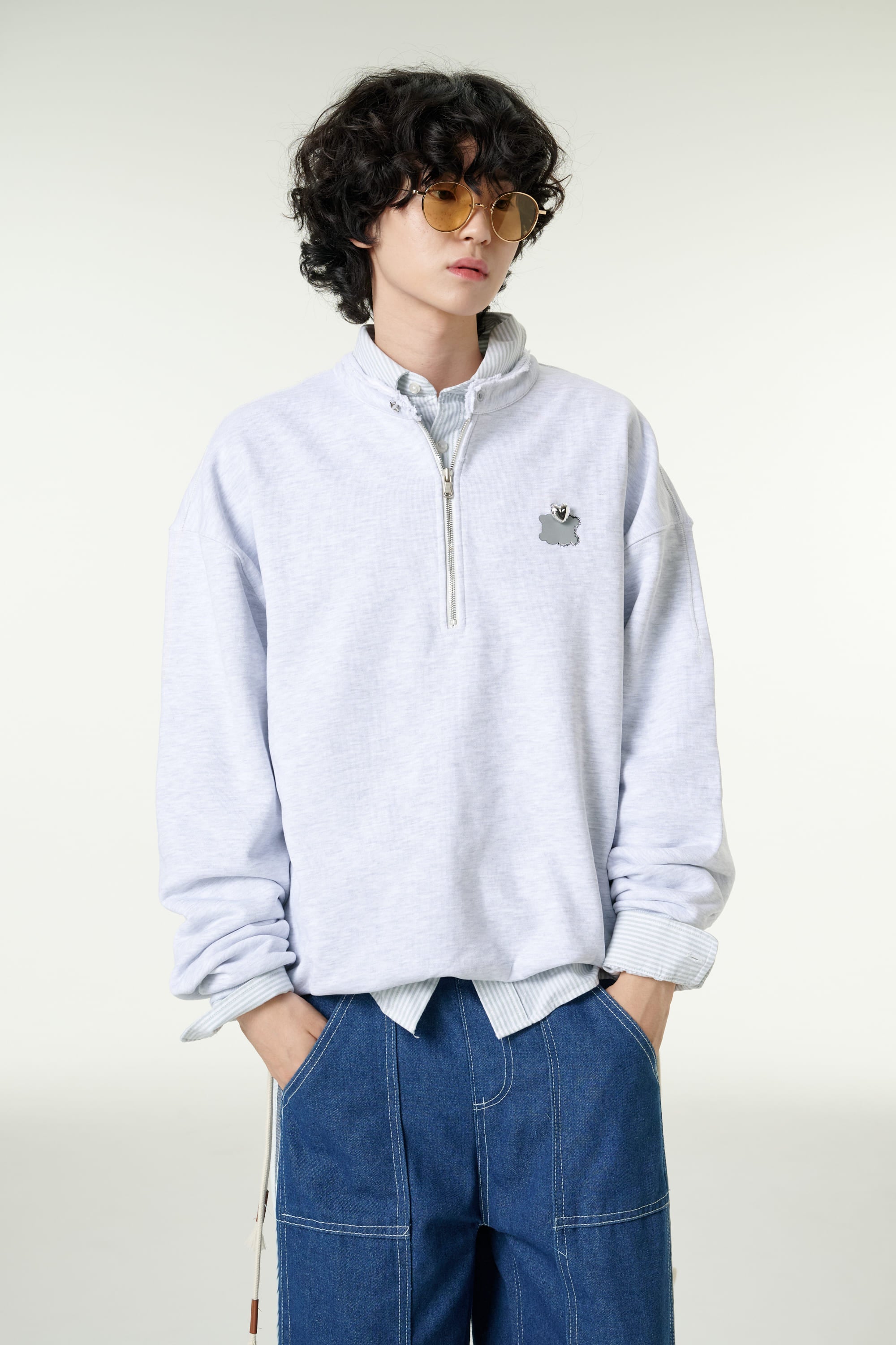 [CLOUD CAKE] Fashion Cloud Cake Symbol Half-Zip Sewatshirt Unisex-1