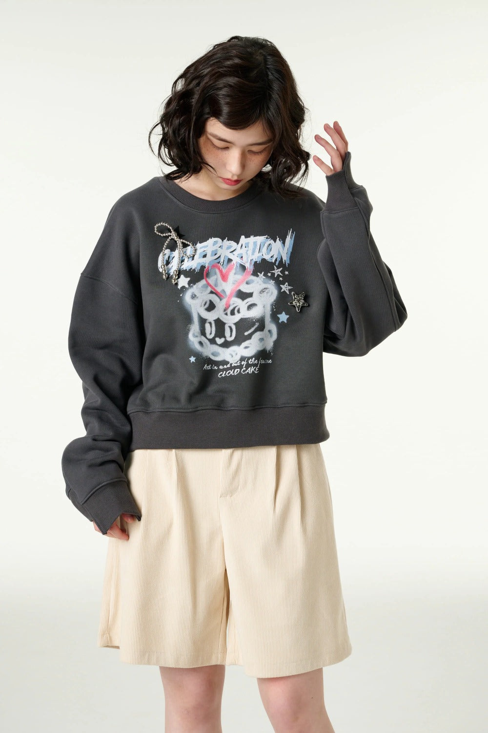 [CLOUD CAKE] Women's Fashion Cloud Cake Spray Artwork Sweatshirt-1