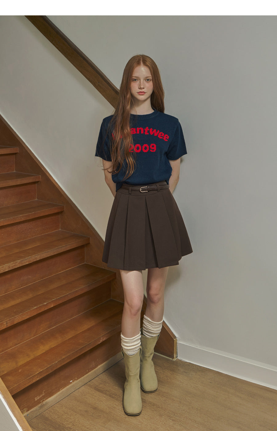 [TWEE] Glonee Pleated Mini Skirt (Belt Set)-1