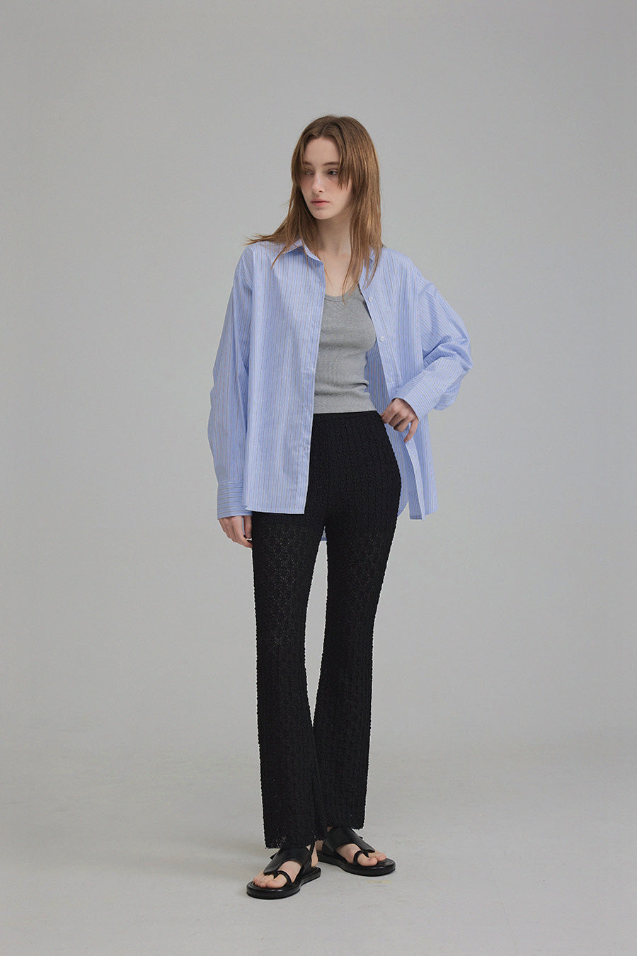 [TWEE] Powen Stripe Overfit Shirt-1