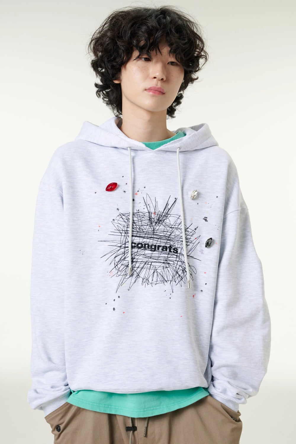 [CLOUD CAKE] Fashion Cloud Cake Fluffy Hoodie Light Gray  Unisex-0