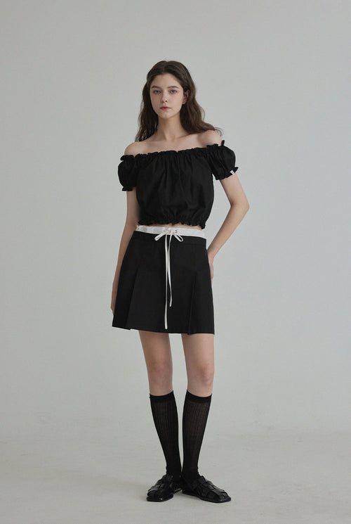 [TWEE] Melinz color-block Pleated Mini skirt-1