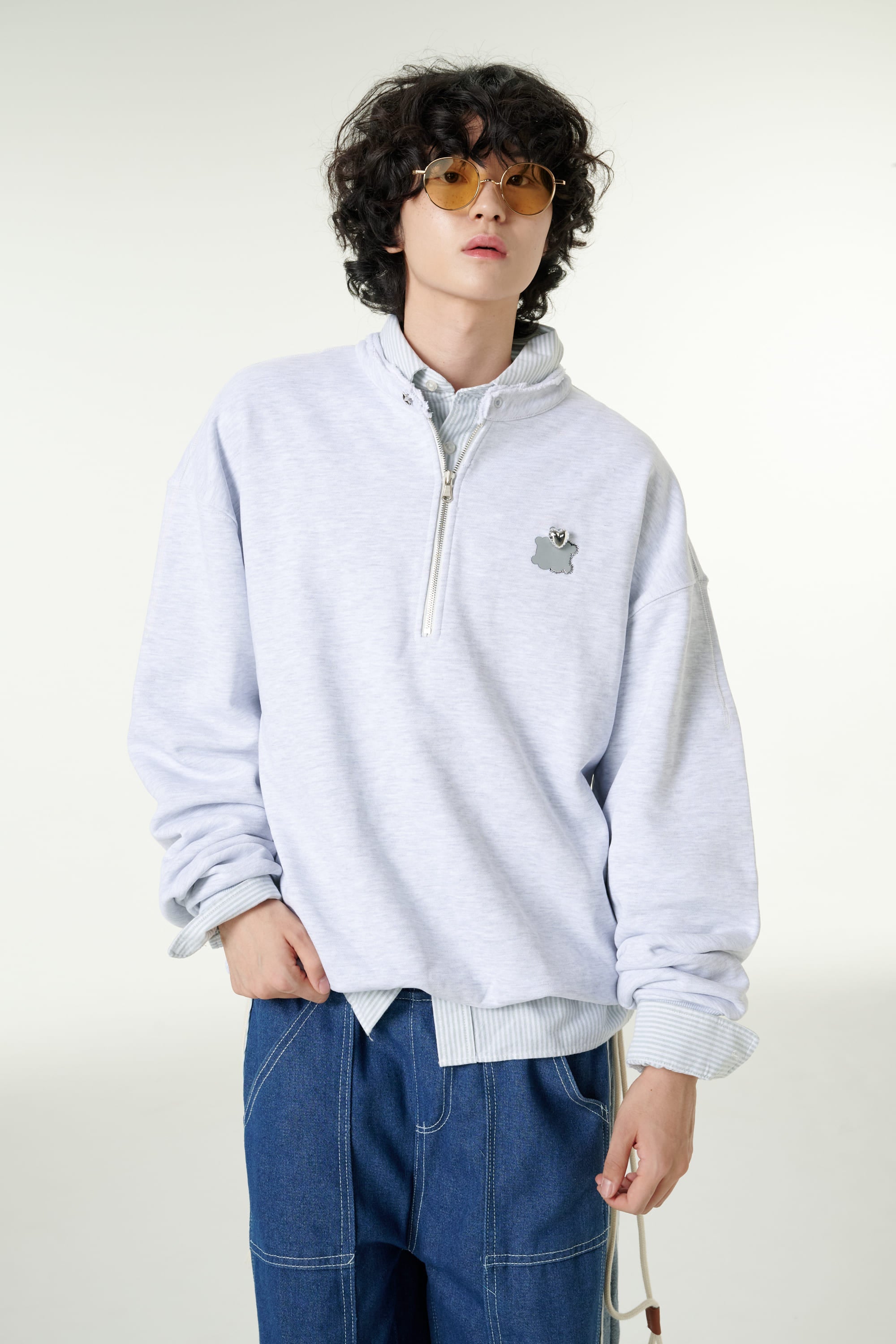 [CLOUD CAKE] Fashion Cloud Cake Symbol Half-Zip Sewatshirt Unisex-4