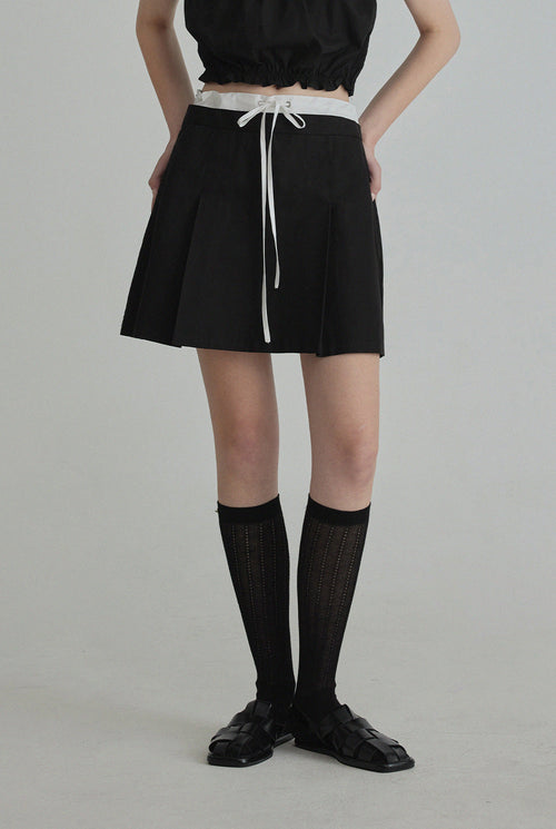 [TWEE] Melinz color-block Pleated Mini skirt-0