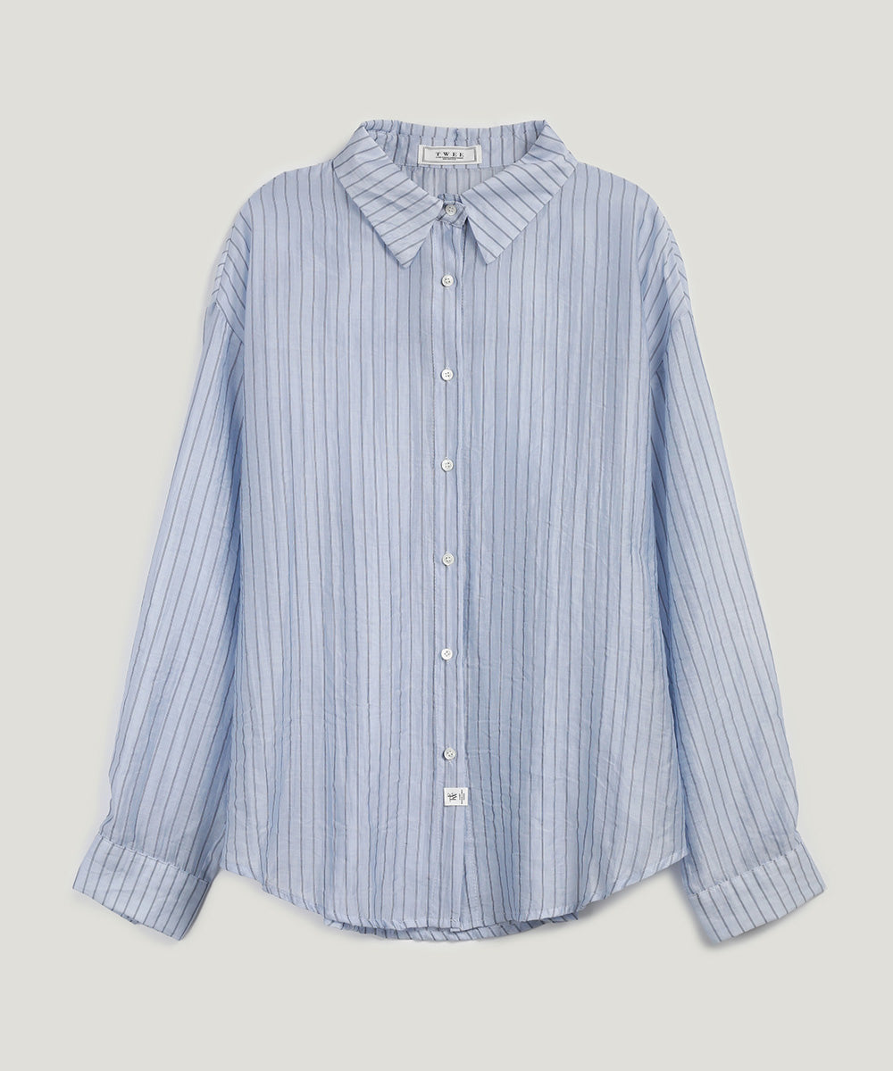 [TWEE] Benrit Oversized Stripe Shirt (with Scrunchie Set)-5