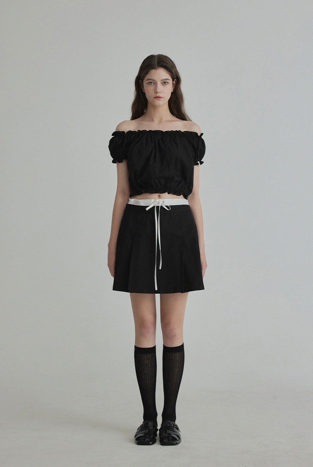 [TWEE] Melinz color-block Pleated Mini skirt-4